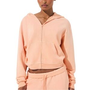 NWT SKIMS French Terry Zip Hoodie sweatshirt hooded new cantaloupe